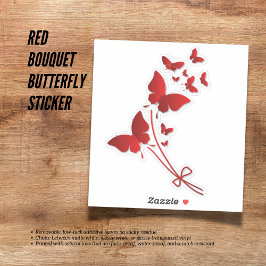 Red Bouquet Butterfly Sticker Klistermärken