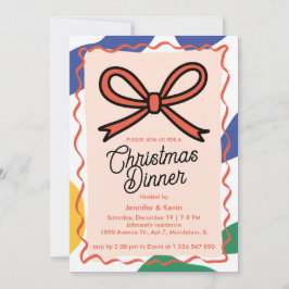 Red Bow Abstrakt Modern julmiddag Julkort