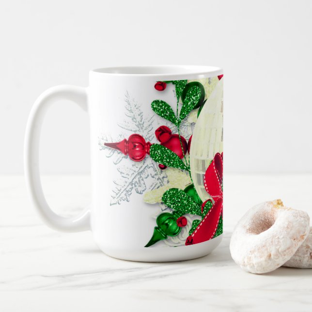 Red Bow and Holly Kaffemugg (Med munk)