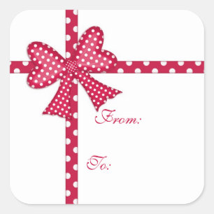 Red Bow and Ribbon Gift Märkre Sticker Fyrkantigt Klistermärke