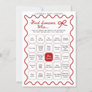 Red Bow Baby Shower - Editable Name, 5x7 Invitatio Inbjudningar
