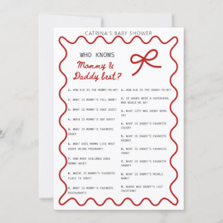 Red Bow Baby Shower - Editable Name, 5x7 Invitatio Inbjudningar