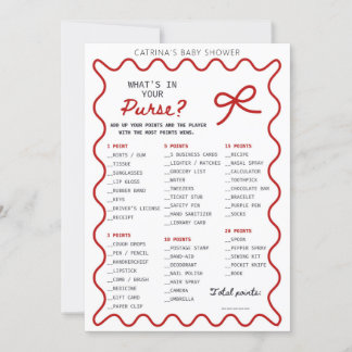 Red Bow Baby Shower - Editable Name, 5x7 Invitatio Inbjudningar