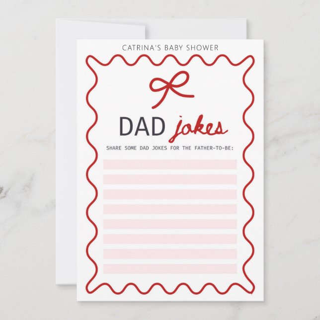 Red Bow Baby Shower - Editable Namn, 5x7 Inbjudningar (Framsida)