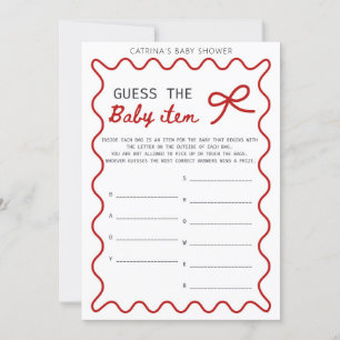 Red Bow Baby Shower - Editable Namn, 5x7 Inbjudningar