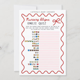 Red Bow Baby Shower - Editable Namn, 5x7 Inbjudningar