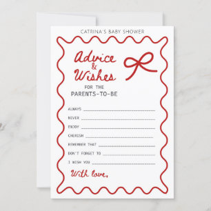 Red Bow Baby Shower - Editable Namn, 5x7 Inbjudningar