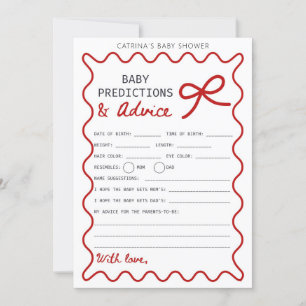 Red Bow Baby Shower - Editable Namn, 5x7 Inbjudningar
