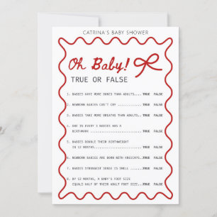 Red Bow Baby Shower - Editable Namn, 5x7 Inbjudningar