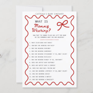 Red Bow Baby Shower - Editable Namn, inbjudan fem 