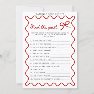 Red Bow Baby Shower - Editable Namn, inbjudan fem 