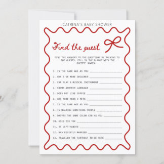 Red Bow Baby Shower - Editable Namn, inbjudan fem