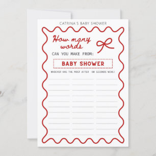 Red Bow Baby Shower - Editable Namn, inbjudan fem 