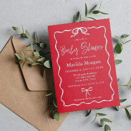 Red Bow Baby Shower för Vintage Inbjudningar