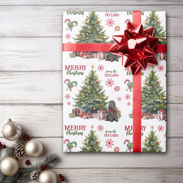 Red Bow Black Cocker Spain Hund Helgdag Träd Presentpapper (Skapare uppladdad)