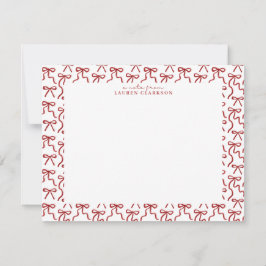 Red Bow Border Valentine's Day Note Card Inbjudningar