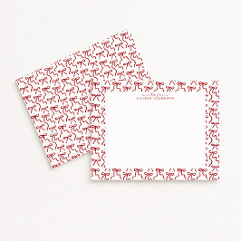 Red Bow Border Valentine's Day Note Card Inbjudningar