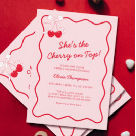 Red Bow Cherry on Top Möhippa Inbjudningar
