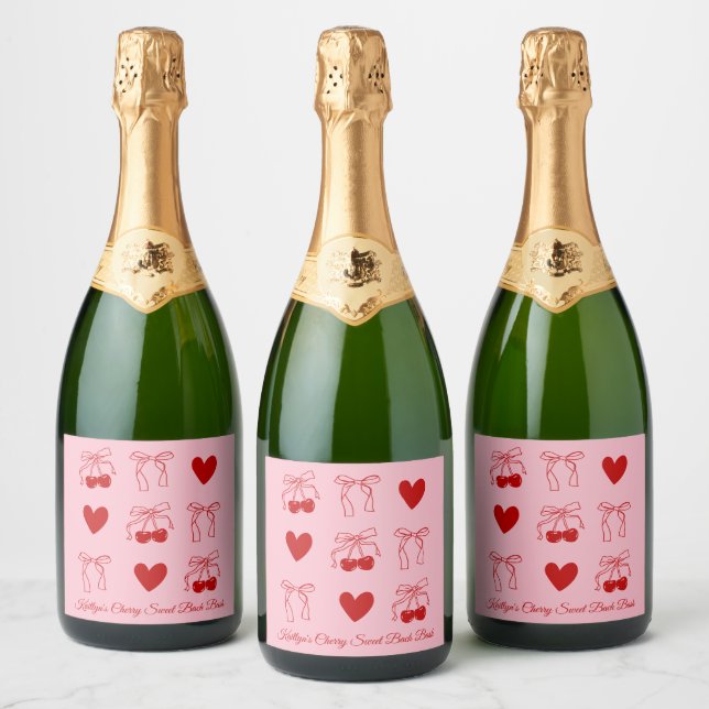 Red Bow Cherry Sweet Bachelorette Champagne (Flaskor)