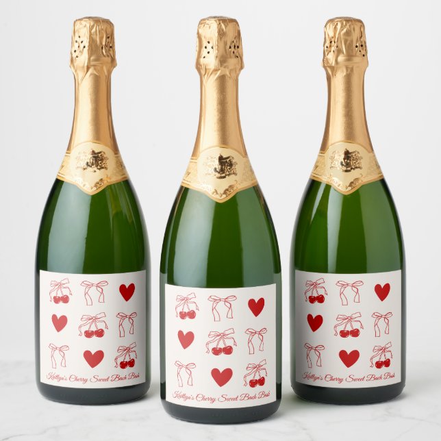 Red Bow Cherry Sweet Bachelorette Champagne (Flaskor)