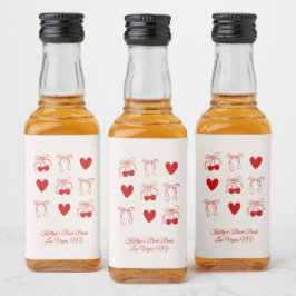 Red Bow Cherry Sweet Bachelorette Party Spritflaskor Etikett