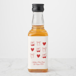 Red Bow Cherry Sweet Bachelorette Party Spritflaskor Etikett