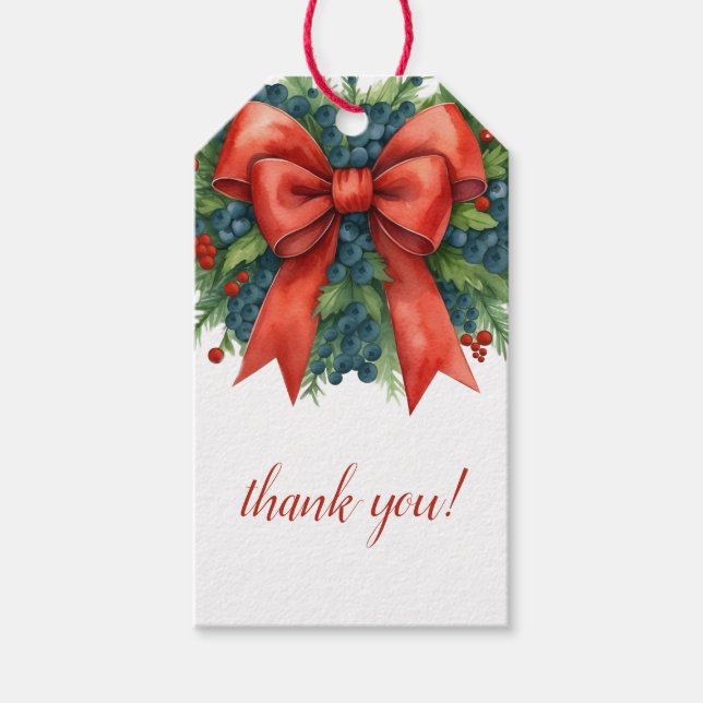 Red Bow Christmas Baby Shower Presentetikett (Framsidan)