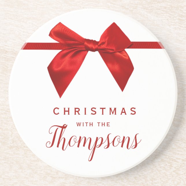 Red Bow Christmas Ceramic  Underlägg (Framsidan)