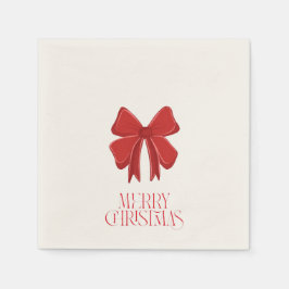 Red Bow Christmas Cocktail Napkins | Holiday Party Pappersservett