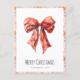 Red Bow Coquette - minimalistisk jul Helg Vykort
