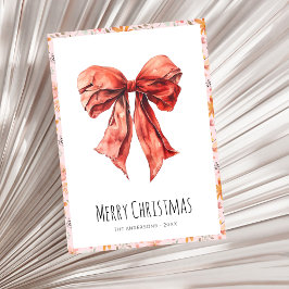 Red Bow Coquette - minimalistisk jul Julkort