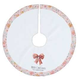 Red Bow Coquette Modern Blommigt Jul Julgransmatta Borstad Polyester