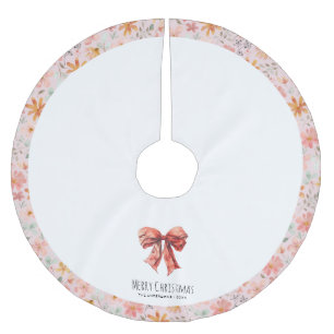 Red Bow Coquette Modern Blommigt Jul Julgransmatta Borstad Polyester