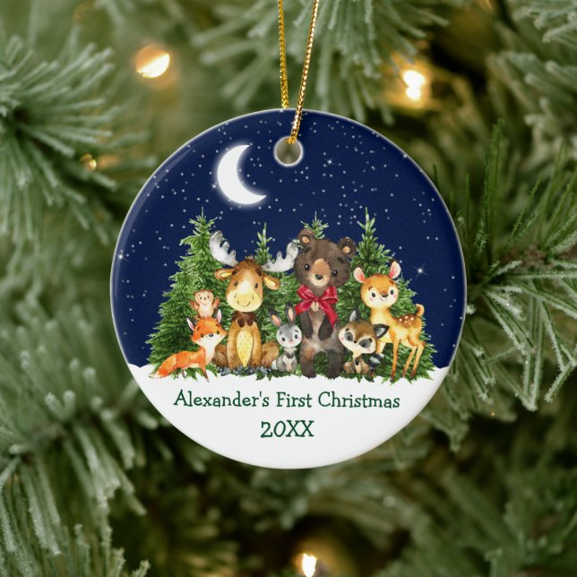 Red Bow för första julgranen i baby Julgransprydnad Keramik (Träd)