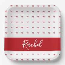 Red Bow Girl Födelsedagsfest Papper Plate