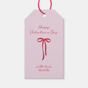 Red Bow Glad Valentine Day Gift-märkre Presentetikett