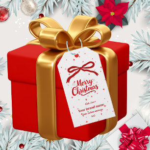 Red Bow god jul, märkre för affärspresentation Presentetikett
