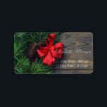 Red Bow, Gräs cones, Wood Struktur jul Adressetikett<br><div class="desc">Väl med rött båge och gräs på träets struktur bakgrund. En elegant och en sofistikerad designe.Kostumize med ditt namn och information om adress.</div>