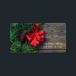 Red Bow, Gräs cones, Wood Struktur jul Adressetikett<br><div class="desc">Väl med rött båge och gräs på träets struktur bakgrund. En elegant och en sofistikerad designe.Kostumize med ditt namn och information om adress.</div>