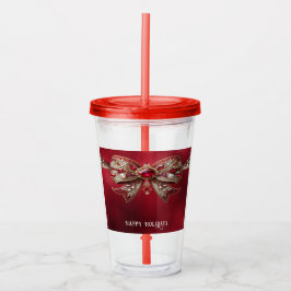 Red Bow Helgdag Acrylic Tumbler Take Away Mugg