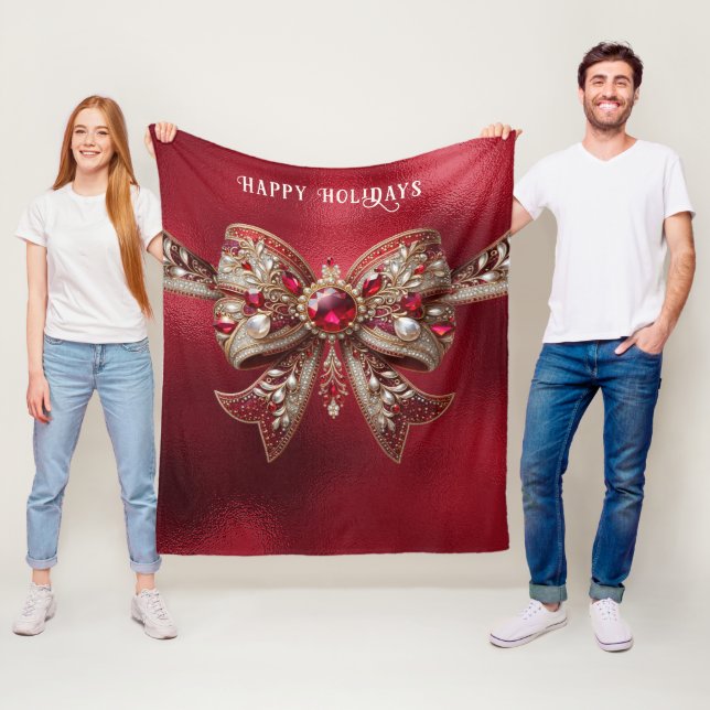 Red Bow Helgdag Fleece Blanket (På plats)