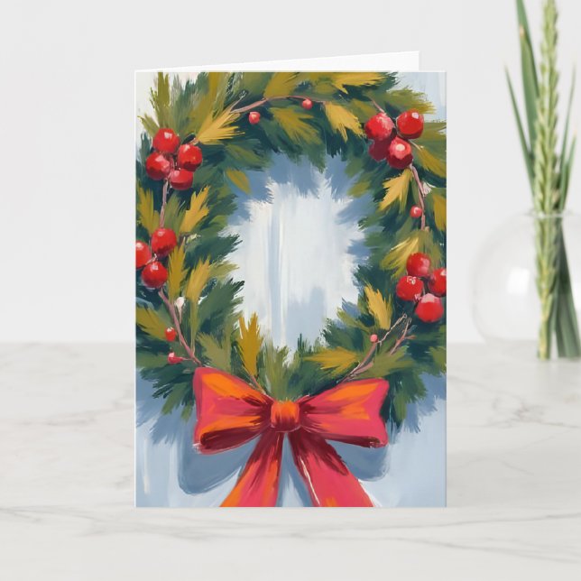 Red Bow-Helgdag för julfransar Kort (Framsida)