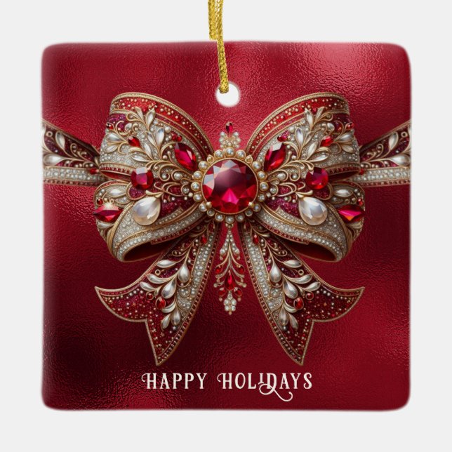 Red Bow Helgdag Ornament (Framsida)