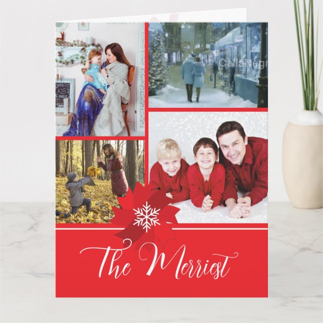 Red Bow Holiday Christmas Card Kort (Framsida)