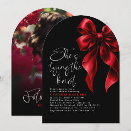 Red Bow Hon Gifter sig Möhippa Photo Inbjudningar