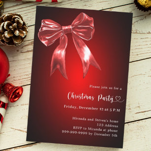 Red bow jul Party Inbjudningar