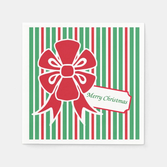 Red Bow jul Party Pappra blöjor Pappersservett (Framsidan)