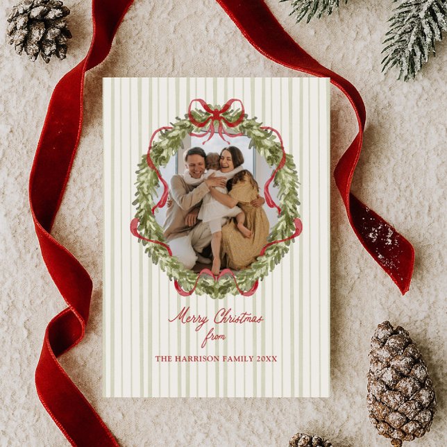 Red Bow-julfransens andedräkt Foto Julkort (Skapare uppladdad)