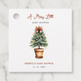 Red Bow Julgran Merry Little Baby Shower Gåvor Etiketter