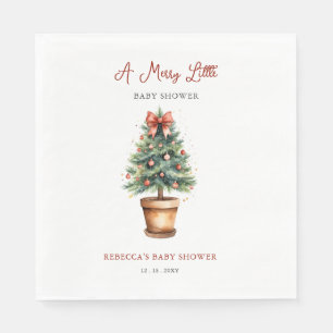 Red Bow Julgran Merry Little Baby Shower Pappersservett